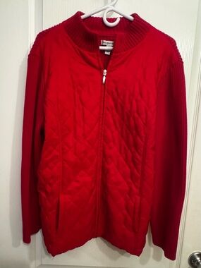croft & barrow Quilted Red Zip-Front Puffer Jacket
